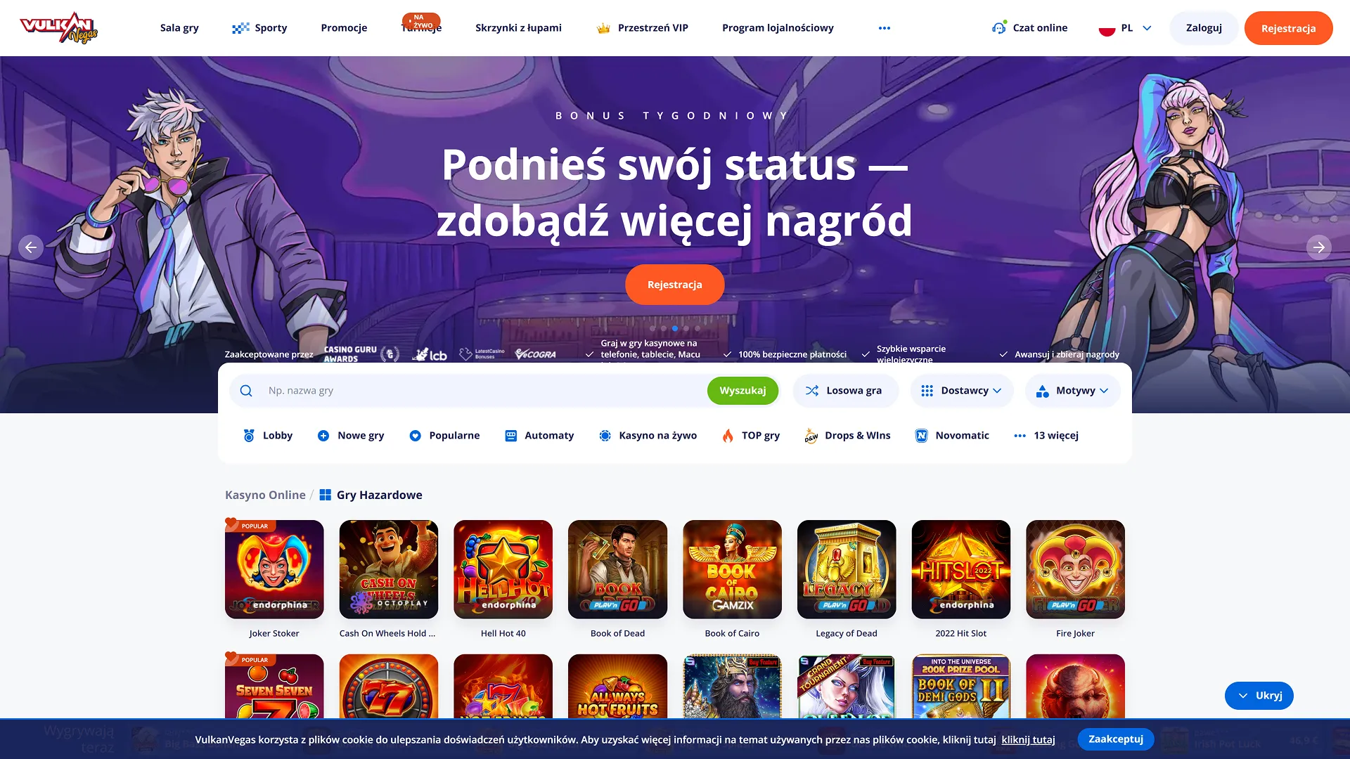Vulkan Casino interfejs polskich slotów